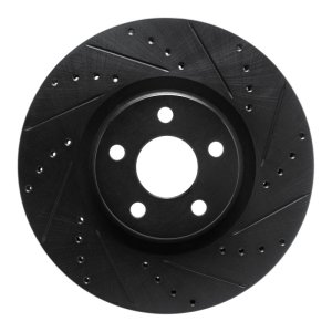 Ford Edge Brake Rotor (1) - Front Right - R1 Concepts - Drilled & Slotted - Black - `15-`20